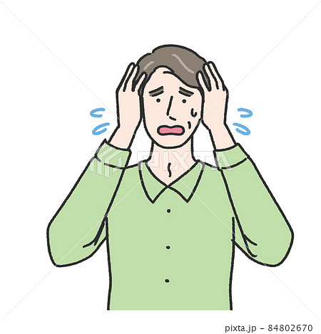 焦る表情の中年男性のイラストのイラスト素材