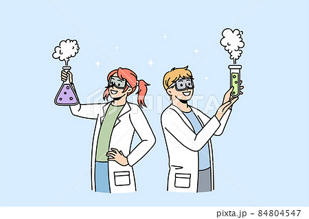 Happy children do science experiments in school lab Happy children do science experiments in school lab 84804547