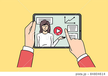 Person watch webinar on tablet gadget  84804614