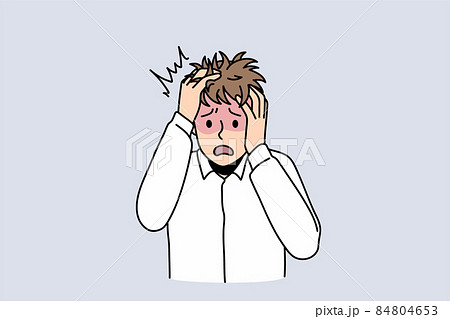 Anxious man feel stressed suffer from panic attack  84804653