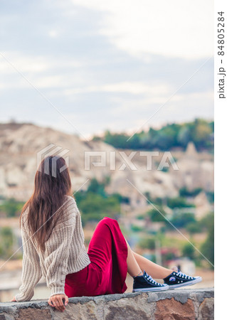 Beautiful woman on vacation in Cappadocia 84805284