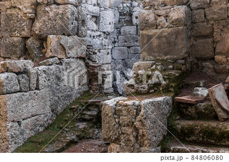 ruins of antique building in the ancient city of Phaselis 84806080