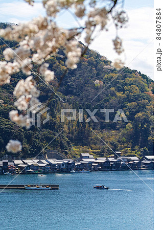 京都府 /桜満開時の「伊根の舟屋」群（重要伝統的建造物群保存地区） 84807884