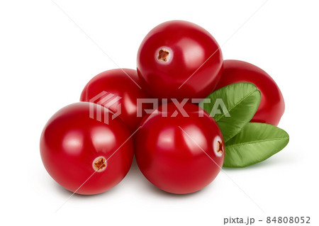Cranberry with leaves isolated on white background with clipping path and full depth of field 84808052