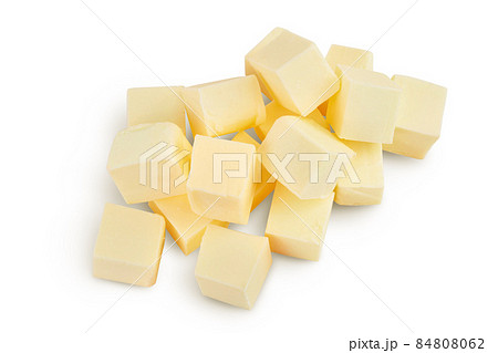 butter cubes isolated on white background with clipping path and full depth of field. Top view. Flat lay 84808062
