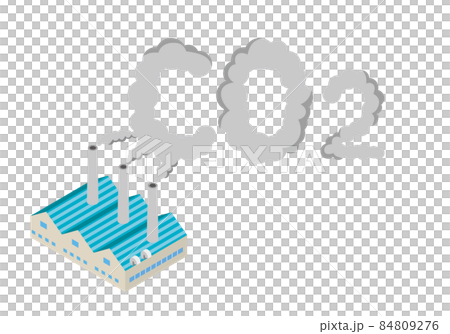 工場の排気ガスとCO2の文字イラスト 84809276