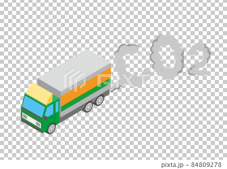 Illustration of truck exhaust gas and CO2 Illustration of truck exhaust gas and CO2 84809278