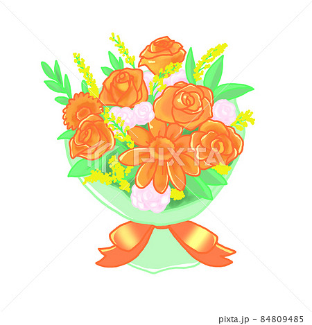オレンジのバラの花束のイラスト素材 [84809485] - PIXTA