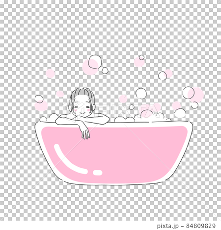 Illustration material of a woman taking a bath comfortably 84809829