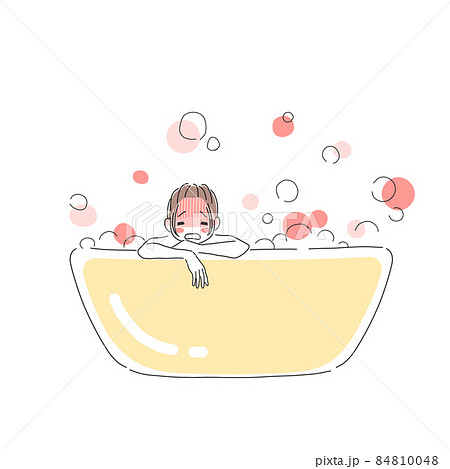 お風呂でのぼせる女性のイラスト素材 84810048