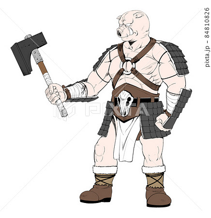 ハンマーを構えるオーク 横向き ハンマーを構えるオーク 横向き 84810826