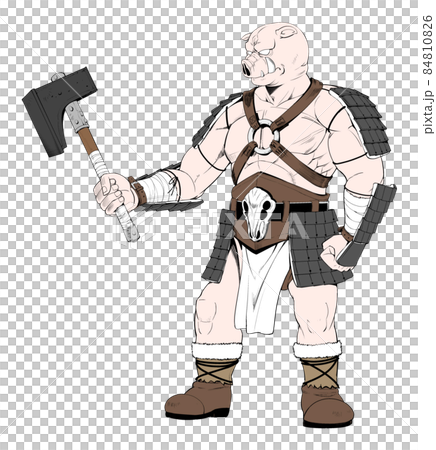 ハンマーを構えるオーク 横向き ハンマーを構えるオーク 横向き 84810826