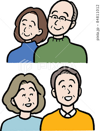 笑顔、ポジティヴなシニアのイラスト素材セット 笑顔、ポジティヴなシニアのイラスト素材セット 84811012