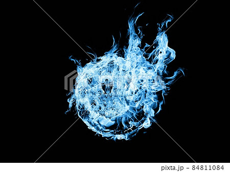 青い火の玉のイラストのイラスト素材