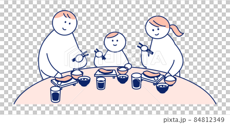 食事をする家族のシンプルなイラストのイラスト素材 食事をする家族のシンプルなイラストのイラスト素材