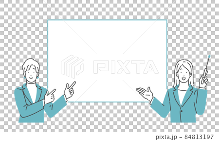 兩套女西裝指著白板 兩套女西裝指著白板 84813197