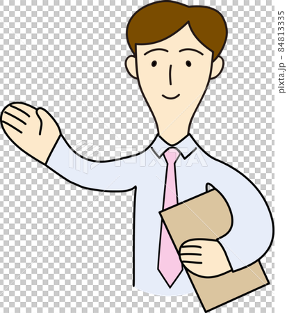 お客様を案内する男性会社員のイラストのイラスト素材 お客様を案内する男性会社員のイラストのイラスト素材