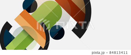 Geometric shapes composition abstract background. Circles lines and rectangles. Vector illustration for wallpaper banner background or landing page Geometric shapes composition abstract background. Circles lines and rectangles. Vector illustration for wallpaper banner background or landing page 84813411