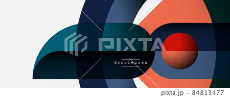 Geometric abstract background. Round shapes, circles, lines composition for wallpaper banner background or landing page Geometric abstract background. Round shapes, circles, lines composition for wallpaper banner background or landing page 84813477