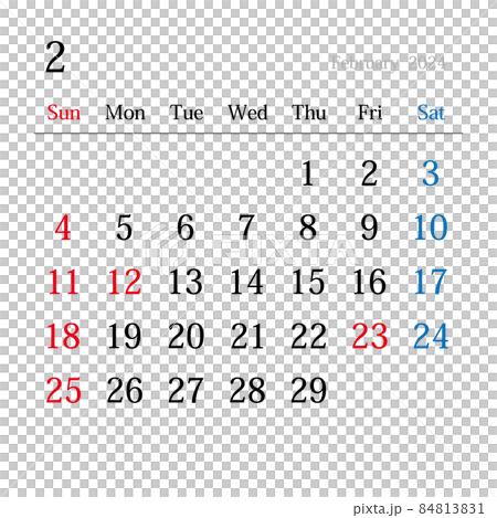 2024年2月、日本のカレンダー 84813831