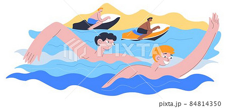 People swimming summer vacation or weekends vector 84814350