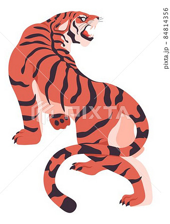 Royal Bengal tiger with stripes on fur coat vector 84814356