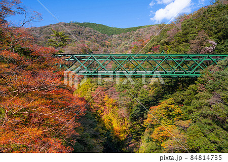 神奈川県箱根町 紅葉と出山鉄橋 神奈川県箱根町 紅葉と出山鉄橋 84814735