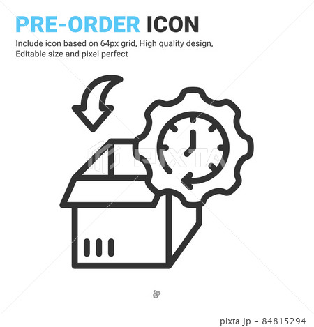 Pre-order icon vector illustration logo template isolated on white background. Vector icon with line style for e commerce, web design, ui, ux, print, mobile apps and project. Editable size and stroke Pre-order icon vector illustration logo template isolated on white background. Vector icon with line style for e commerce, web design, ui, ux, print, mobile apps and project. Editable size and stroke 84815294