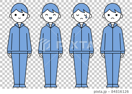 人物イラスト 男子高生表情セット ジャージのイラスト素材