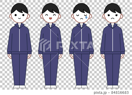 人物イラスト_男子高生表情セット_ジャージ 84816683