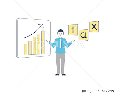 税金についてグラフで説明する男性 84817249