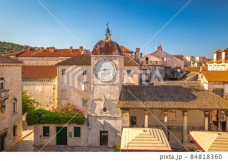 The city loggia in historic centre of Trogir town, Croatia, Euro The city loggia in historic centre of Trogir town, Croatia, Euro 84818360