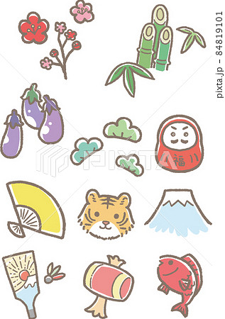 寅年の年賀状に使えるイラストセット　カラー版 84819101