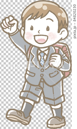 Illustration of a boy entering elementary school without background Illustration of a boy entering elementary school without background 84820230