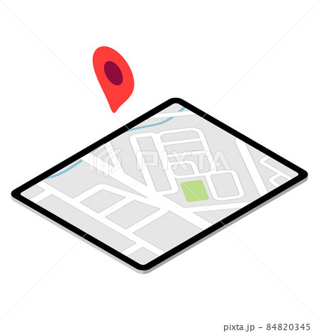 地図アプリを表示しているタブレット　アイソメトリック図法 84820345