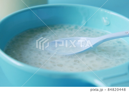 Close up of baby food in a bowl on table  84820448