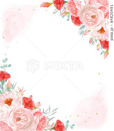バラのはり絵 縦長デザイン ゴールドフレーム 薔薇の花のフレーム黄色縦：イラスト無料