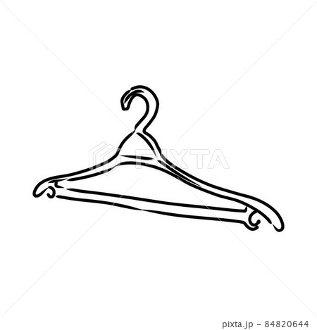 Vector Single Black Sketch Wardrobe Shoulder Hanger. 84820644