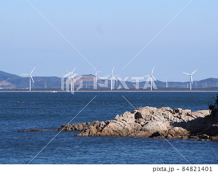 風力発電所の遠景　篠島から田原市 84821401