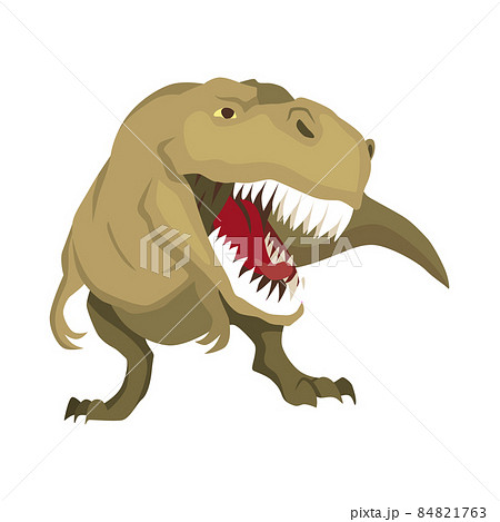 Cute dinosaur or dragon cartoon character in flat style. Vector illustration isolated on white background. Prehistoric funny little monster for children theme 84821763