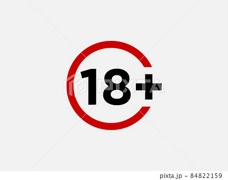 Plus 18 prohibition sign for people under eighteen years of age. For adults only. Vector illustration. 84822159
