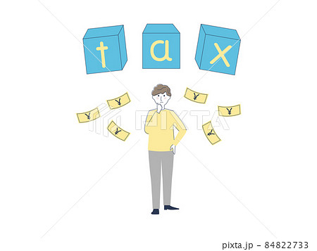 税金に悩み考える男性 税金に悩み考える男性 84822733