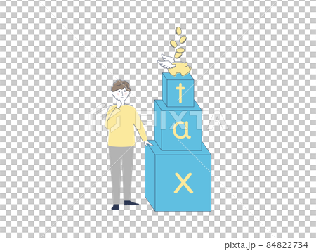 税金に悩み考える男性 税金に悩み考える男性 84822734