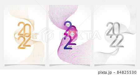 2022 font with wavy line effect 2022 Typography concept with font number variation, applicable for calendar, greeting cards, banner, flyer, screen printing, poster with minimalist template. 84825530