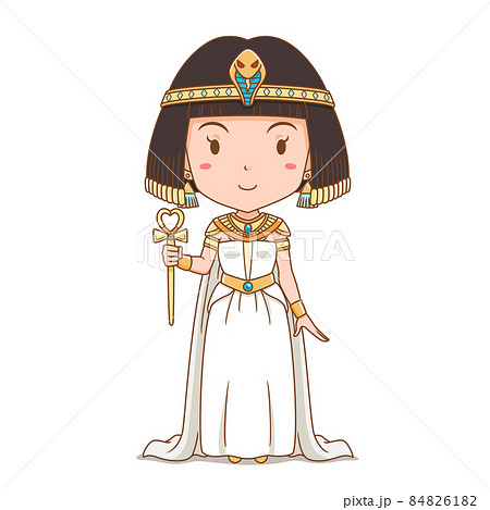 Cartoon character of Queen Cleopatra. Egyptian girl in ancient clothes. 84826182