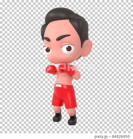 PSD File cute boxer Cartoon SD Model 3D render Character. 3d rendering. PNG File 84826950