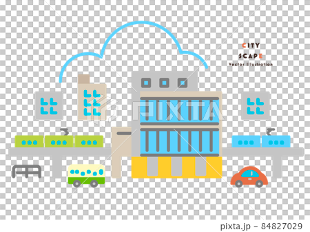 駅のイラスト 駅ビル 街並み カラーのイラスト 駅のイラスト 駅ビル 街並み カラーのイラスト 84827029