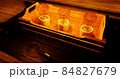 Light bulbs in pots on a wooden tray 3D rendering 84827679