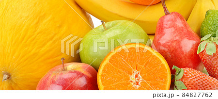 Bright Composition of fruits . background. Wide photo. Bright Composition of fruits . background. Wide photo. 84827762