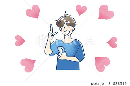 スマホアプリで出会いを探す人物 スマホアプリで出会いを探す人物 84828516